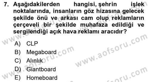 Reklam Tasarım Ve Uygulamaları Dersi 2024 - 2025 Yılı (Final) Dönem Sonu Sınav Soruları 7. Soru