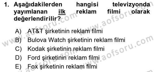 Reklam Tasarım Ve Uygulamaları Dersi 2024 - 2025 Yılı Yaz Okulu Sınav Soruları 1. Soru