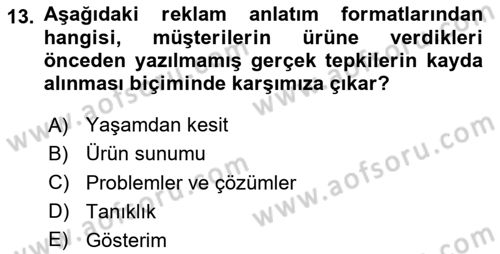 Reklam Tasarım Ve Uygulamaları Dersi 2024 - 2025 Yılı Yaz Okulu Sınav Soruları 13. Soru