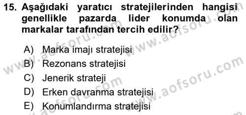 Reklam Tasarım Ve Uygulamaları Dersi 2025 - 2026 Yılı (Vize) Ara Sınav Soruları 15. Soru