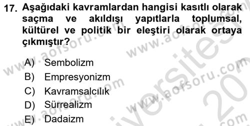 Reklam Tasarım Ve Uygulamaları Dersi 2025 - 2026 Yılı (Vize) Ara Sınav Soruları 17. Soru