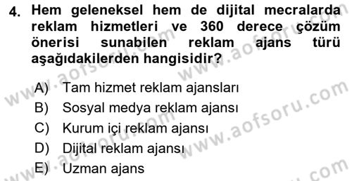 Reklam Tasarım Ve Uygulamaları Dersi 2025 - 2026 Yılı (Vize) Ara Sınav Soruları 4. Soru