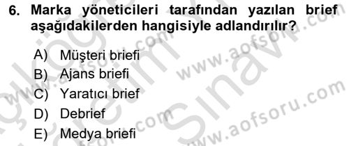 Reklam Tasarım Ve Uygulamaları Dersi 2025 - 2026 Yılı (Vize) Ara Sınav Soruları 6. Soru