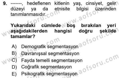 Reklam Tasarım Ve Uygulamaları Dersi 2025 - 2026 Yılı (Vize) Ara Sınav Soruları 9. Soru