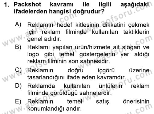 Reklam Tasarım Ve Uygulamaları Dersi 2025 - 2026 Yılı (Final) Dönem Sonu Sınav Soruları 1. Soru