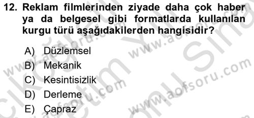 Reklam Tasarım Ve Uygulamaları Dersi 2025 - 2026 Yılı (Final) Dönem Sonu Sınav Soruları 12. Soru