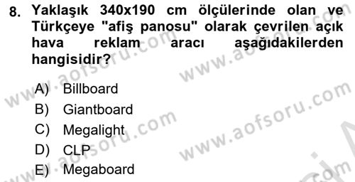 Reklam Tasarım Ve Uygulamaları Dersi 2025 - 2026 Yılı (Final) Dönem Sonu Sınav Soruları 8. Soru