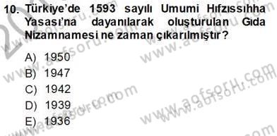 Gıda Mevzuatı Dersi 2013 - 2014 Yılı (Vize) Ara Sınav Soruları 10. Soru