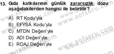 Gıda Mevzuatı Dersi 2013 - 2014 Yılı (Vize) Ara Sınav Soruları 13. Soru