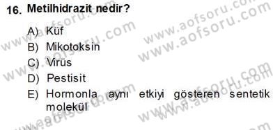 Gıda Mevzuatı Dersi 2013 - 2014 Yılı (Vize) Ara Sınav Soruları 16. Soru