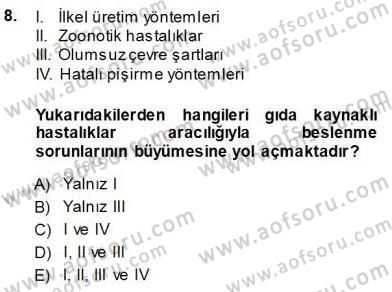 Gıda Mevzuatı Dersi 2013 - 2014 Yılı (Vize) Ara Sınav Soruları 8. Soru