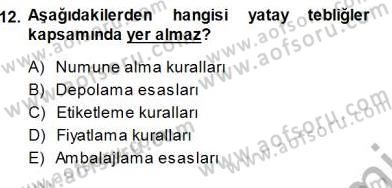 Gıda Mevzuatı Dersi 2013 - 2014 Yılı (Final) Dönem Sonu Sınav Soruları 12. Soru