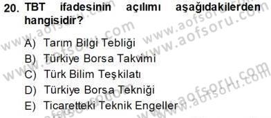 Gıda Mevzuatı Dersi 2013 - 2014 Yılı (Final) Dönem Sonu Sınav Soruları 20. Soru