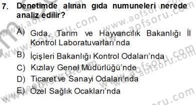 Gıda Mevzuatı Dersi 2013 - 2014 Yılı (Final) Dönem Sonu Sınav Soruları 7. Soru