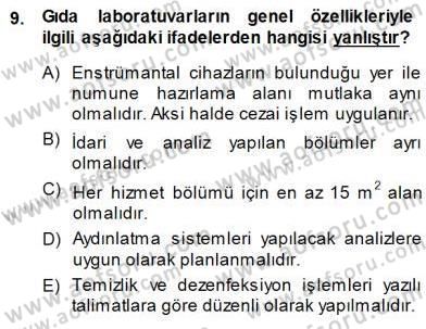 Gıda Mevzuatı Dersi 2013 - 2014 Yılı (Final) Dönem Sonu Sınav Soruları 9. Soru