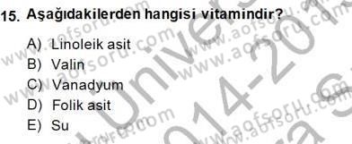 Gıda Mevzuatı Dersi 2014 - 2015 Yılı (Vize) Ara Sınav Soruları 15. Soru
