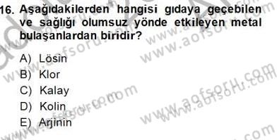 Gıda Mevzuatı Dersi 2014 - 2015 Yılı (Vize) Ara Sınav Soruları 16. Soru