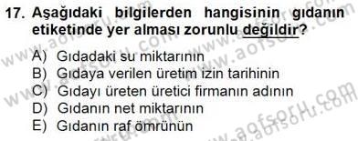 Gıda Mevzuatı Dersi 2014 - 2015 Yılı (Vize) Ara Sınav Soruları 17. Soru