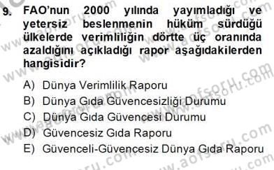 Gıda Mevzuatı Dersi 2014 - 2015 Yılı (Vize) Ara Sınav Soruları 9. Soru