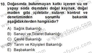 Gıda Mevzuatı Dersi 2014 - 2015 Yılı (Final) Dönem Sonu Sınav Soruları 10. Soru