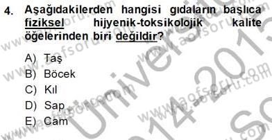 Gıda Mevzuatı Dersi 2014 - 2015 Yılı (Final) Dönem Sonu Sınavı 4. Soru