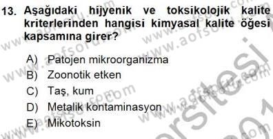 Gıda Mevzuatı Dersi 2015 - 2016 Yılı (Vize) Ara Sınav Soruları 13. Soru