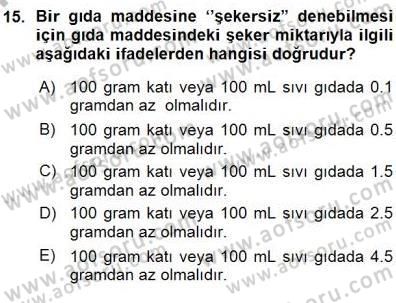 Gıda Mevzuatı Dersi 2015 - 2016 Yılı (Vize) Ara Sınav Soruları 15. Soru