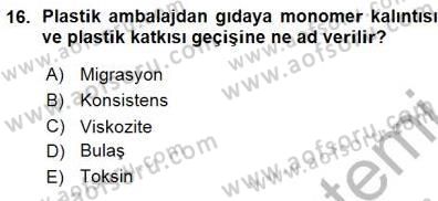 Gıda Mevzuatı Dersi 2015 - 2016 Yılı (Vize) Ara Sınav Soruları 16. Soru
