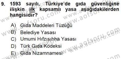Gıda Mevzuatı Dersi 2015 - 2016 Yılı (Vize) Ara Sınav Soruları 9. Soru
