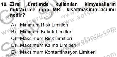 Gıda Mevzuatı Dersi 2015 - 2016 Yılı (Final) Dönem Sonu Sınav Soruları 18. Soru