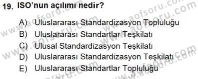Gıda Mevzuatı Dersi 2015 - 2016 Yılı (Final) Dönem Sonu Sınav Soruları 19. Soru