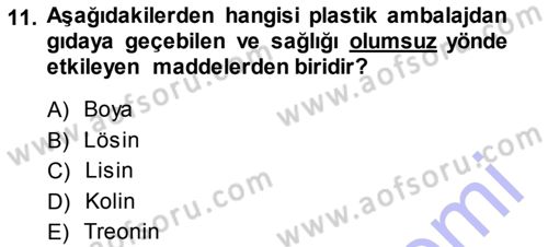Gıda Mevzuatı ve Kalite Yönetimi Dersi Ara Sınavı Deneme Sınav Soruları 11. Soru