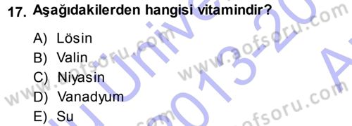 Gıda Mevzuatı ve Kalite Yönetimi Dersi Ara Sınavı Deneme Sınav Soruları 17. Soru