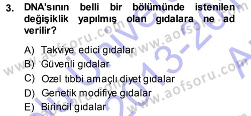 Gıda Mevzuatı ve Kalite Yönetimi Dersi Ara Sınavı Deneme Sınav Soruları 3. Soru