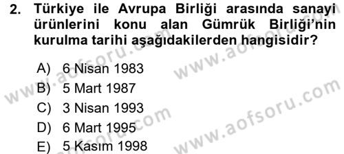 Gıda Mevzuatı ve Kalite Yönetimi Dersi 2015 - 2016 Yılı (Vize) Ara Sınav Soruları 2. Soru