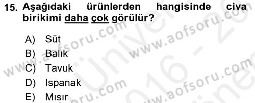 Gıda Mevzuatı ve Kalite Yönetimi Dersi 2016 - 2017 Yılı (Final) Dönem Sonu Sınav Soruları 15. Soru