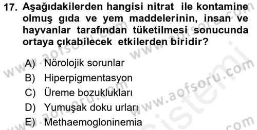 Gıda Mevzuatı ve Kalite Yönetimi Dersi 2016 - 2017 Yılı (Final) Dönem Sonu Sınav Soruları 17. Soru