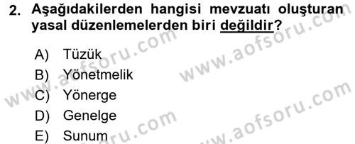 Gıda Mevzuatı ve Kalite Yönetimi Dersi 2017 - 2018 Yılı (Vize) Ara Sınavı 2. Soru