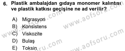 Gıda Mevzuatı ve Kalite Yönetimi Dersi 2017 - 2018 Yılı (Vize) Ara Sınavı 6. Soru