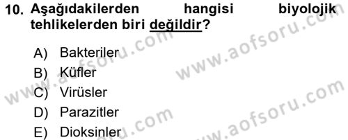 Gıda Mevzuatı ve Kalite Yönetimi Dersi 2017 - 2018 Yılı (Final) Dönem Sonu Sınav Soruları 10. Soru