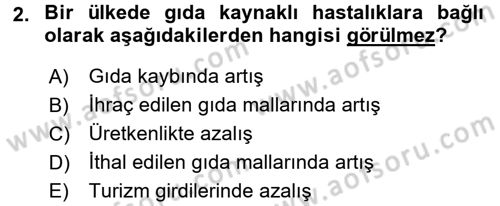 Gıda Mevzuatı ve Kalite Yönetimi Dersi 2017 - 2018 Yılı (Final) Dönem Sonu Sınav Soruları 2. Soru