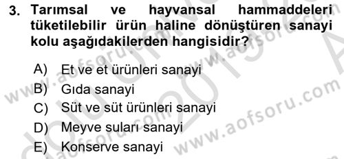 Gıda Mevzuatı ve Kalite Yönetimi Dersi 2019 - 2020 Yılı (Vize) Ara Sınav Soruları 3. Soru