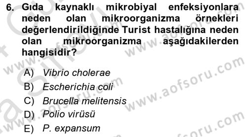 Gıda Mevzuatı ve Kalite Yönetimi Dersi 2023 - 2024 Yılı (Vize) Ara Sınav Soruları 6. Soru