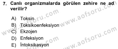 Gıda Mevzuatı ve Kalite Yönetimi Dersi 2023 - 2024 Yılı (Vize) Ara Sınav Soruları 7. Soru