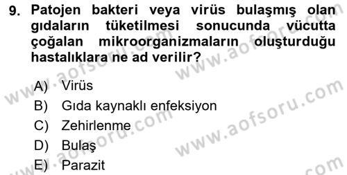 Gıda Mevzuatı ve Kalite Yönetimi Dersi 2023 - 2024 Yılı (Vize) Ara Sınav Soruları 9. Soru