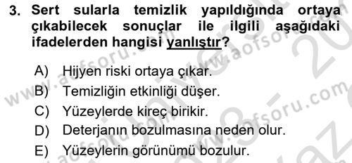 Gıda Mevzuatı ve Kalite Yönetimi Dersi 2023 - 2024 Yılı Yaz Okulu Sınav Soruları 3. Soru