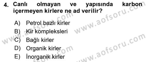 Gıda Mevzuatı ve Kalite Yönetimi Dersi 2024 - 2025 Yılı (Vize) Ara Sınav Soruları 4. Soru