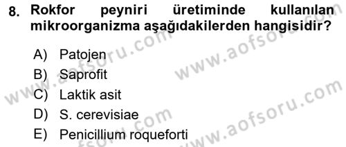 Gıda Mevzuatı ve Kalite Yönetimi Dersi 2024 - 2025 Yılı (Vize) Ara Sınav Soruları 8. Soru