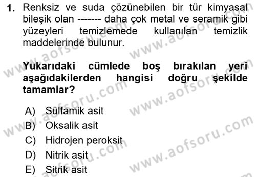 Gıda Mevzuatı ve Kalite Yönetimi Dersi 2024 - 2025 Yılı (Final) Dönem Sonu Sınav Soruları 1. Soru