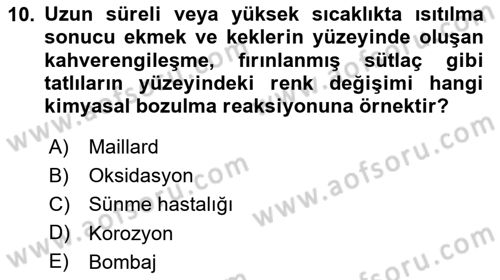 Gıda Mevzuatı ve Kalite Yönetimi Dersi 2025 - 2026 Yılı (Vize) Ara Sınav Soruları 10. Soru